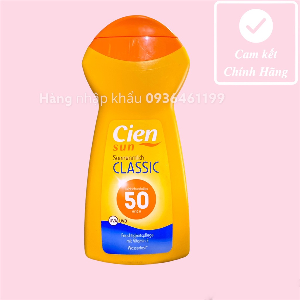 (Nội Địa Đức)Kem chống nắng Cien Sun  LSF 50 250ml Chống tia UVA UVB