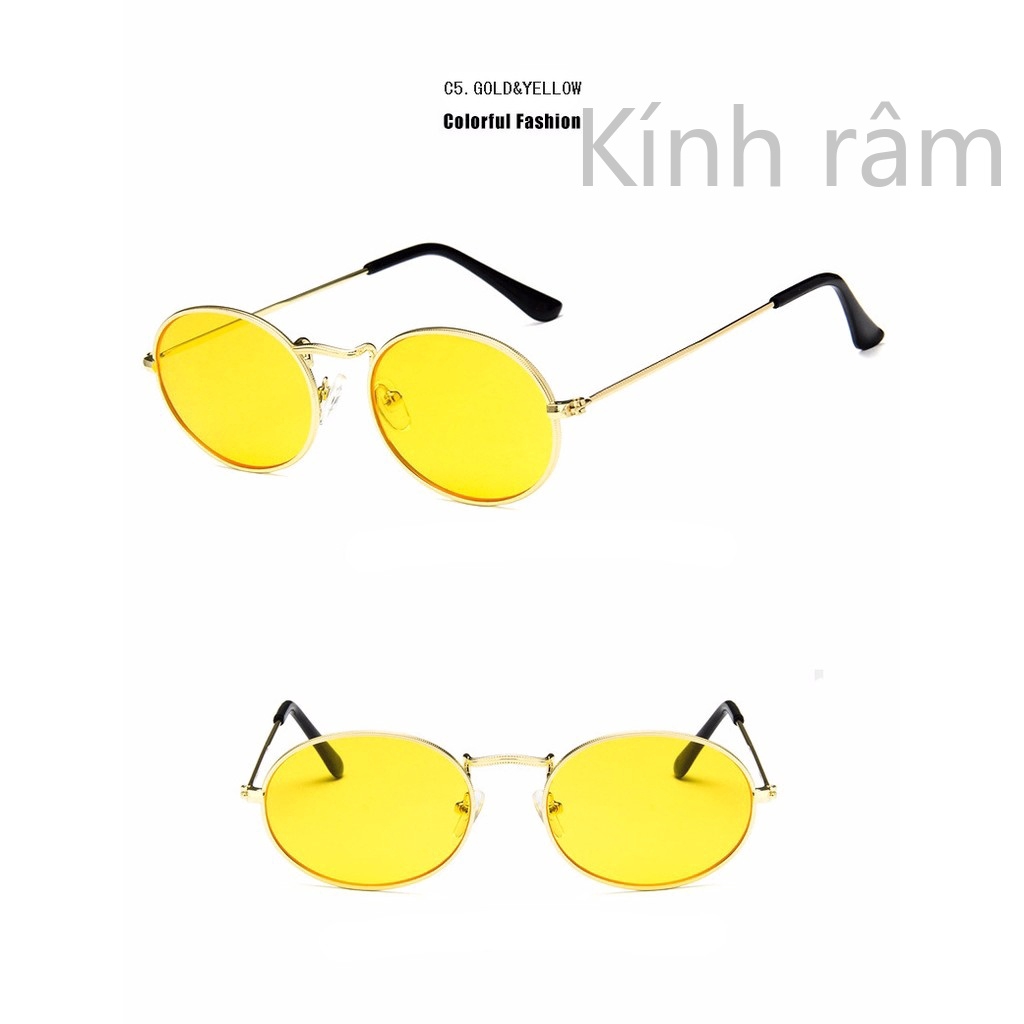 Kính mát tròng hình oval gọng thép không rỉ chất lượng cao