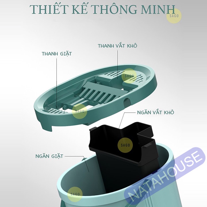 Cây Lau Nhà Thông Minh Tự Vắt, Bộ Lau Nhà thiết kế mới NATAHOUSE