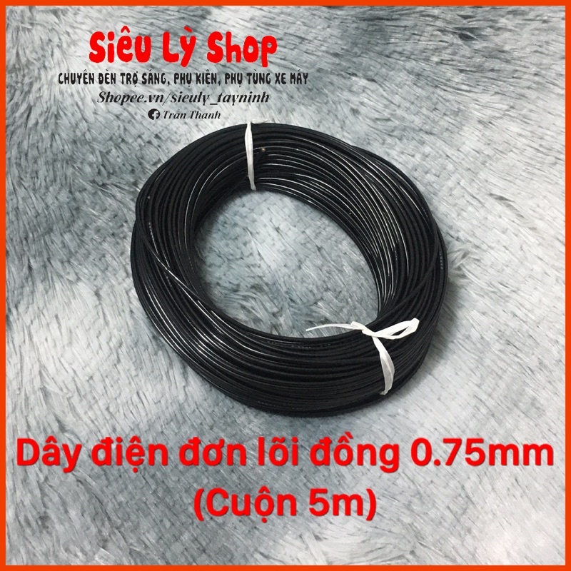 Dây điện đơn lõi đồng 0.75mm cho xe máy(Cuộn 5m)