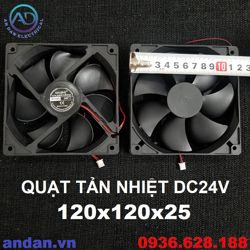 Quạt Tản Nhiệt 12x12cm 12V 24V , Quạt Hút Gió 120x120mm DC12V DC24V, Quạt 120x120x25mm