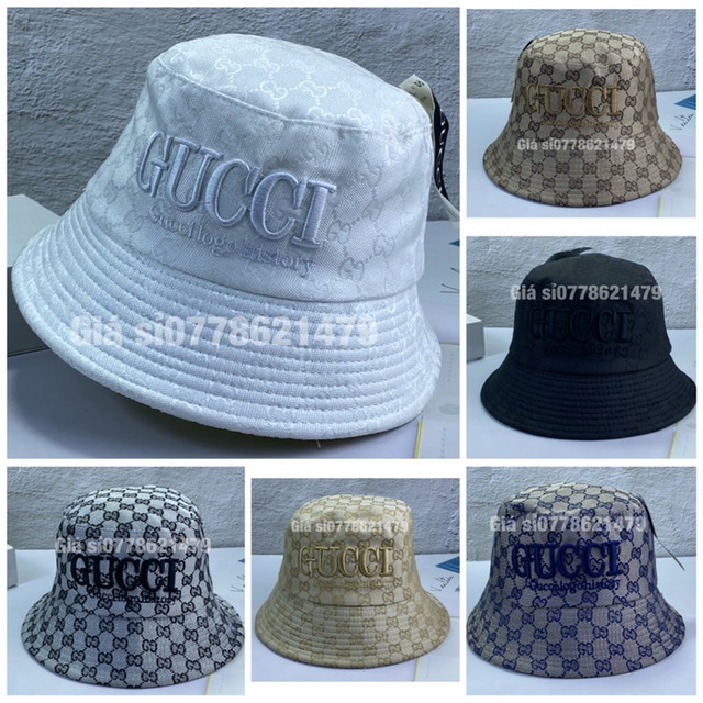 [Mã FAMARAL1 giảm 10K đơn 50K]Nón bo cụp bucket G (G) dệt vải nhập thêu chữ gu xì thể thao thời trang