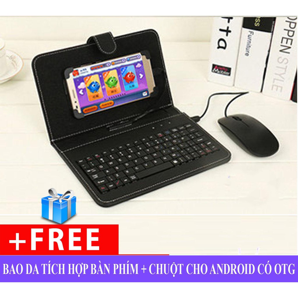 Bàn phím cho điện thoại, Bộ bao da bàn phím kèm chuột sử dụng tiện lợi -