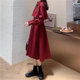 Đầm Nhung Dáng Dài Phong Cách Retro
