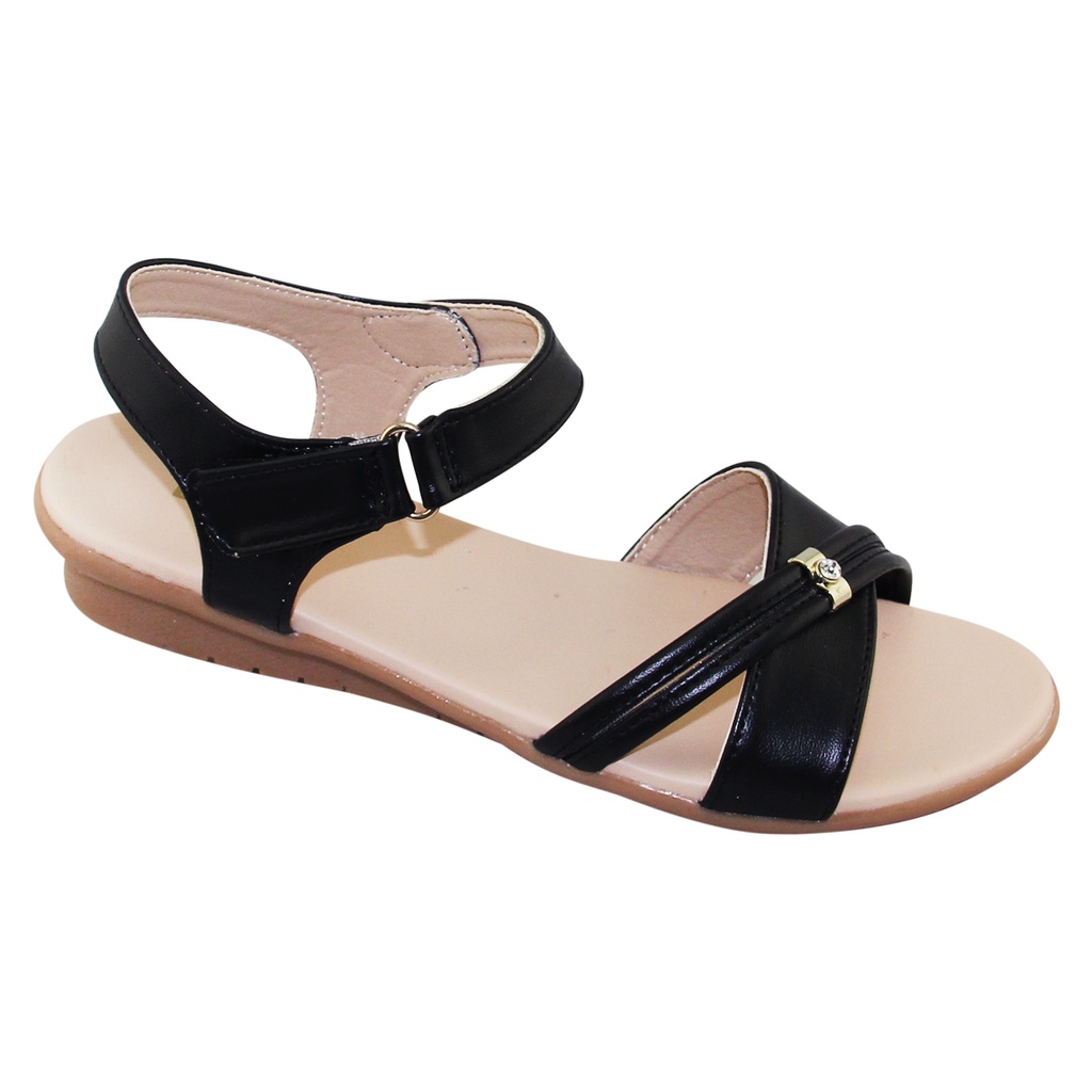 SANDAL ĐẾ BẰNG NỮ Bita's SYN.262 (Đen + Hồng + Kem + Trắng) cao 3cm quai chéo nhẹ nhàng