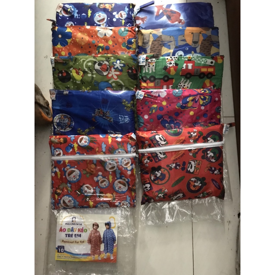 Áo Mưa Dây Kéo Vải Dù Tiện Lợi Cho Bé - Chọn Màu Bé Thích