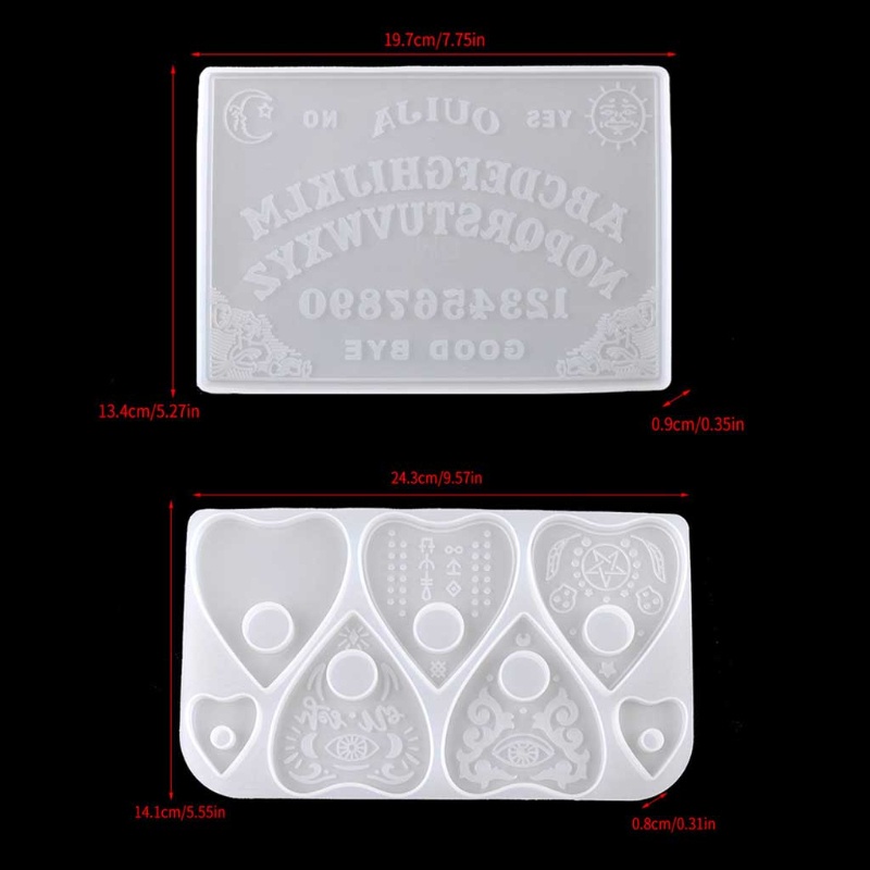 Set 2 Khuôn Silicon Làm Móc Khóa / Trang Sức Hình Bảng Ghi Kế Hoạch Ouija
