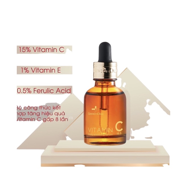 Serum Vitamin C GoodnDoc 16.5 Daily dưỡng trắng sáng da, giảm thâm