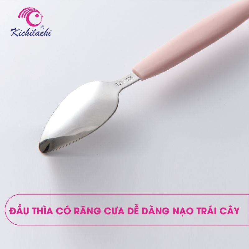 Thìa nạo hoa quả 2 đầu cho bé tập ăn dặm hãng Kichilachi có hộp đựng xịn xò, thìa ăn dặm 2 chức năng tiện dụng