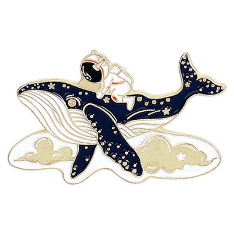 1 Huy Hiệu Cài Áo Kim Loại Hình Cá Voi, Phi Hành Gia Đáng Yêu