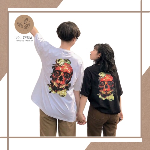 ẢNH THẬT Áo phông, áo thun nam nữ in hình đầu lâu hoa dáng rộng unisex có ảnh shop tự chụp