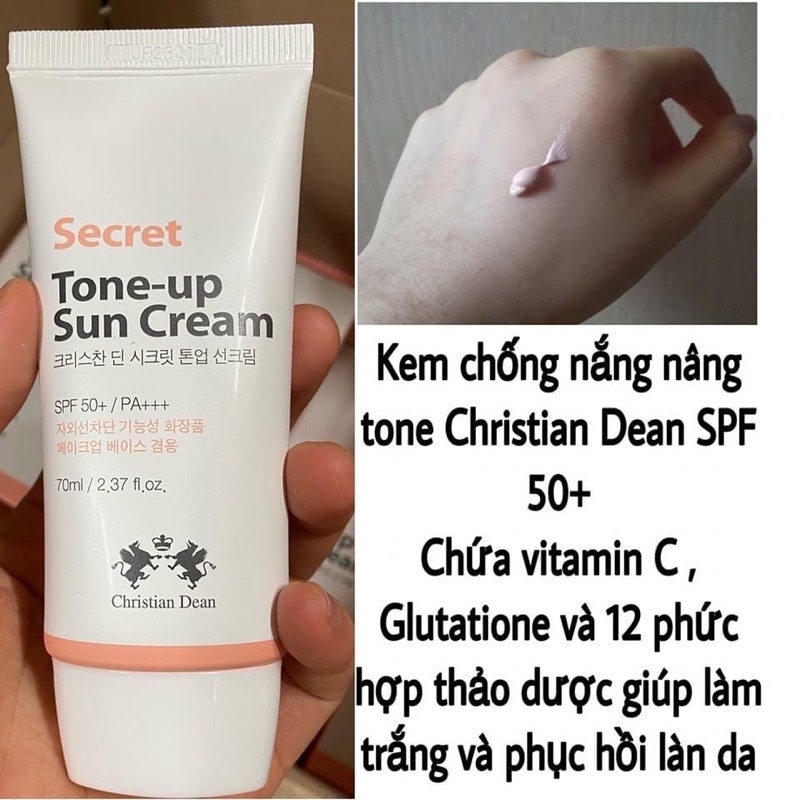 Kem chống nắng nâng tone hồng da Christian Dean's  Secret Tone Up Sun Cream SPF 50+ /PA++++