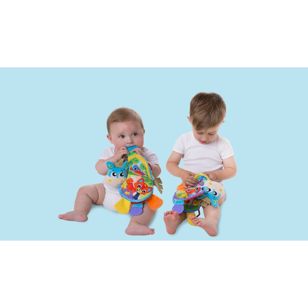 Đồ chơi sách vải kể chuyện có nhạc kèm gặm nướu Playgro Musical Clip Clop Teether Book, cho bé 3-24 tháng