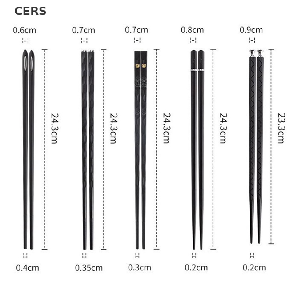 Bộ 5 Đôi Đũa Hợp Kim Khắc Laser Chống Trượt Tái Sử Dụng Được