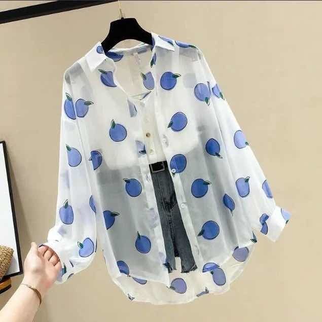 Áo Khoác Voan Mỏng Dáng Rộng Xinh Xắn Cho Nữ Kiểu Hàn Quốc