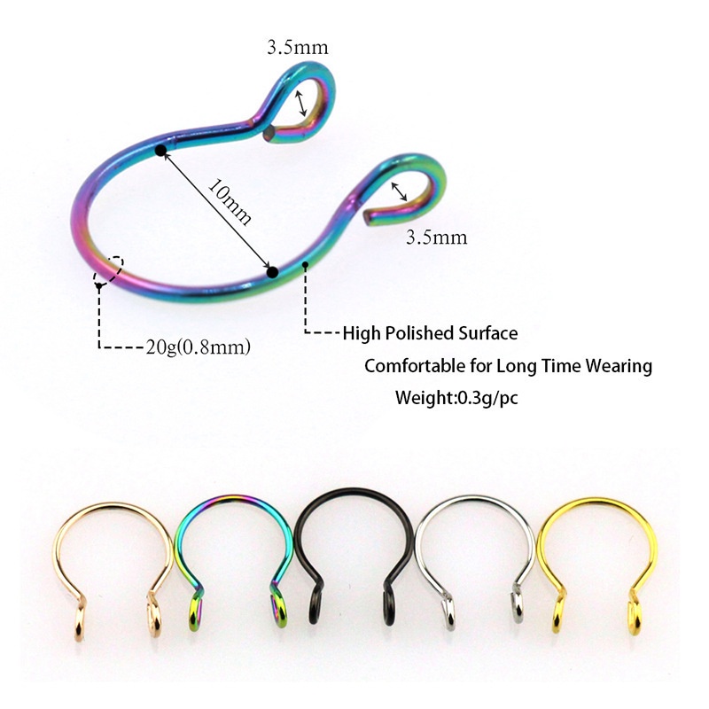 Khuyên Mũi Kẹp Khuyên Mũi Septum Dáng Tròn Thép Titan Không Gỉ