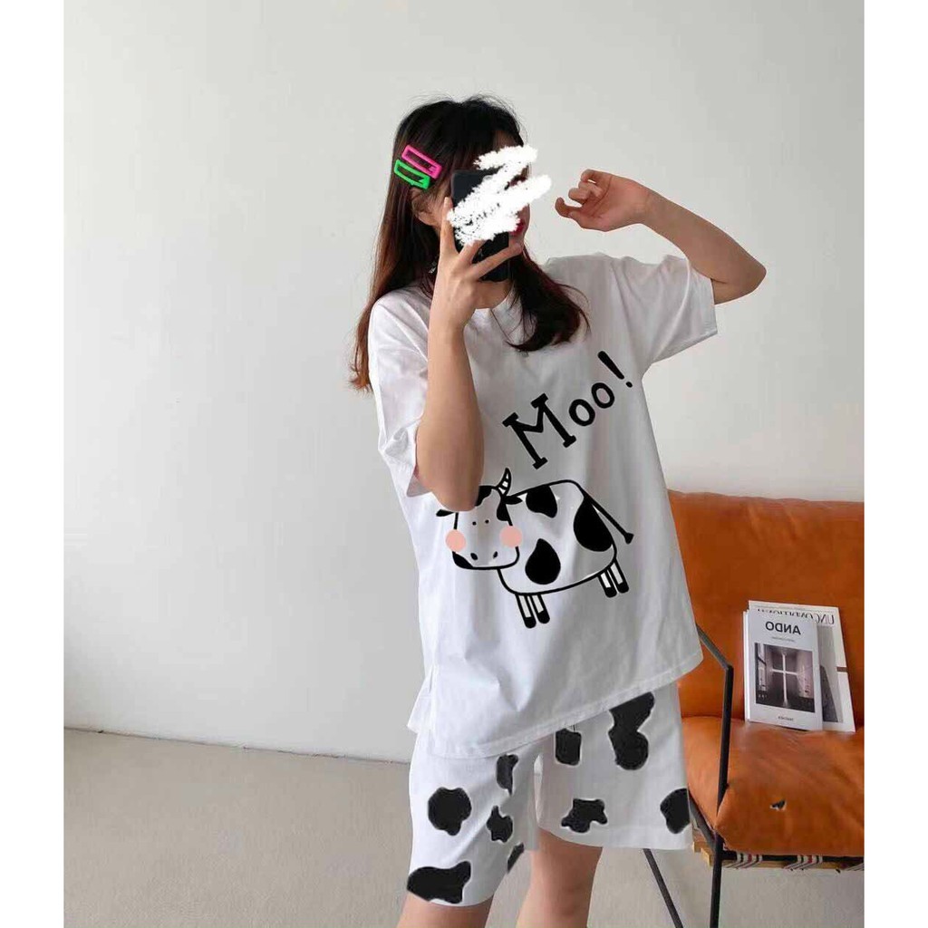 Set Bộ BÒ SỮA HOT TREND Nam Nữ mặc được, vải thun lạnh mềm mịn, Thời Trang Phong Cách Hàn-Lee’s Home (Freesize từ 45-70k | BigBuy360 - bigbuy360.vn