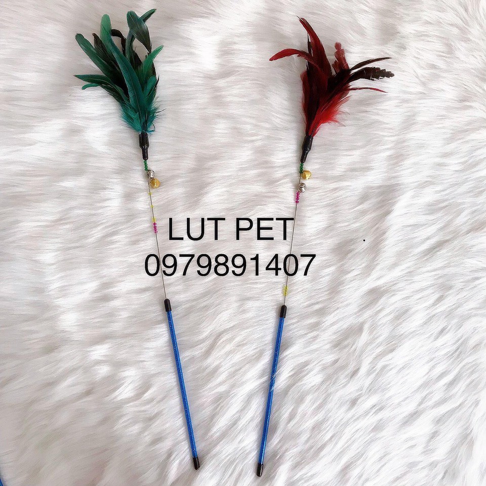 Đồ chơi cần câu mèo gắn lông vũ - lutpet