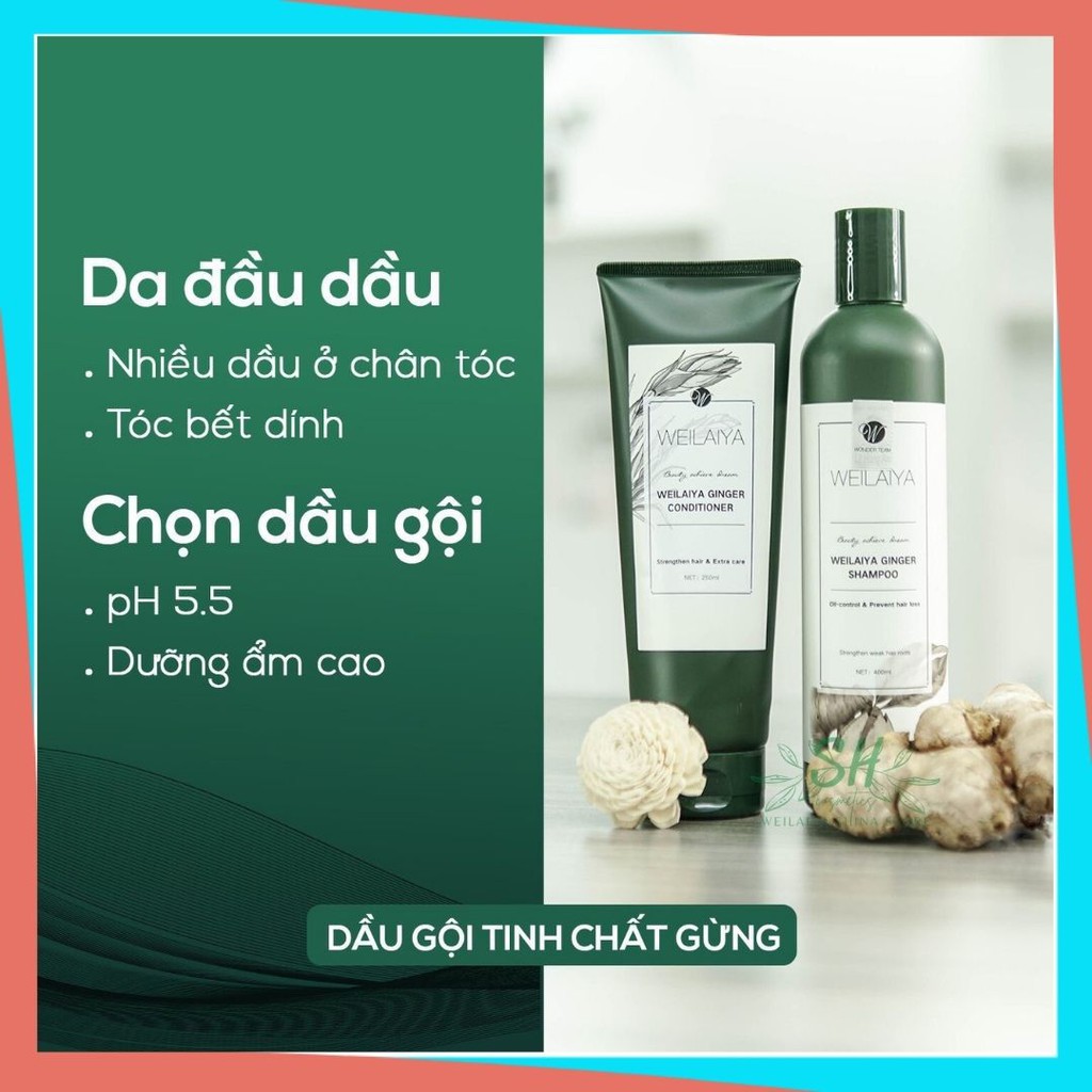 Cặp Dầu Gội Gừng Weilaiya WLY147 Mượt Tóc Bộ Dầu Gội Ngăn Tóc Rụng Kích Thích Mọc Tóc Nhanh Chính hãng