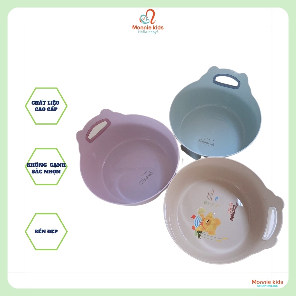 Chậu nhựa rửa mặt cho bé, thau rửa mặt tai gấu ngộ nghĩnh cho trẻ - Monnie Kids