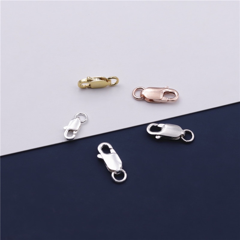 Khóa Lò Xo Bằng Bạc Sterling S925 Hình Chữ Nhật Dùng Làm Vòng Tay / Dây Chuyền Thủ Công DIY