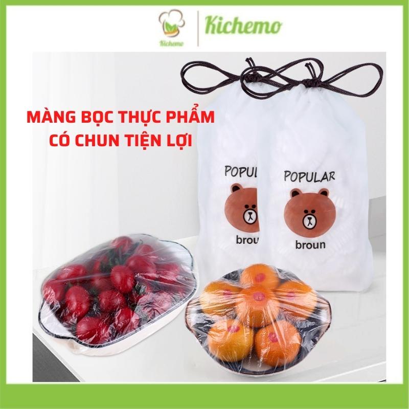 Màng bọc thực phẩm, Màng bọc PE kèm túi gấu siêu dai có chun co giãn bọc đồ ăn, chùm đầu đa năng