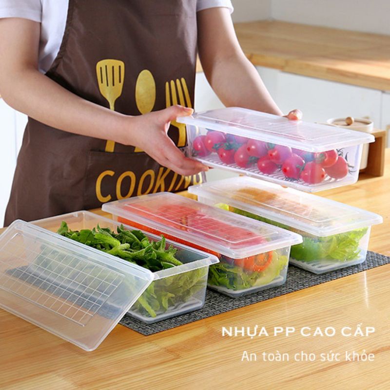 Hộp đựng thực phẩm tủ lạnh có khay ráo nước Việt Nhật