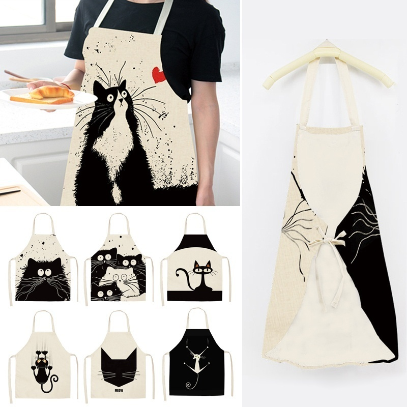 Tạp Dề Làm Bếp Vải Cotton Lanh Dễ Thương Cho Người Lớn