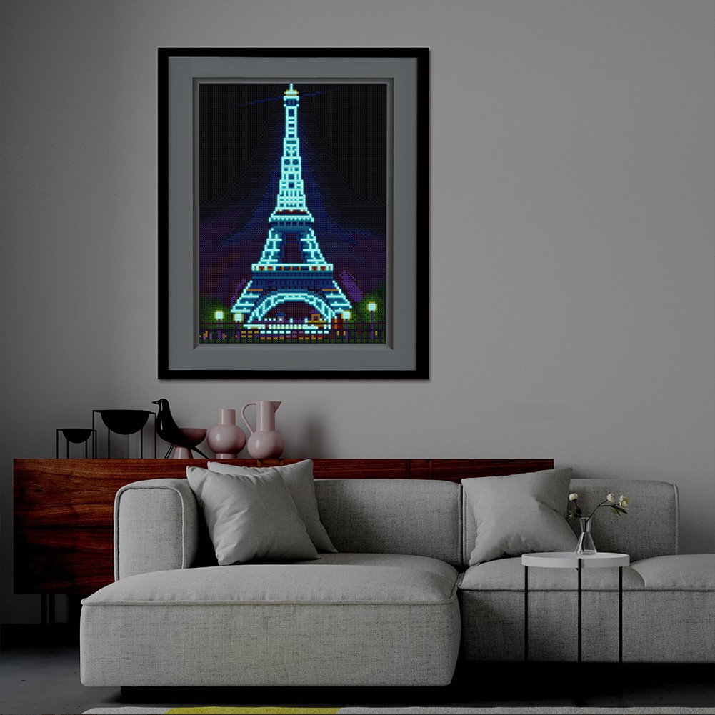 Bộ Tranh Đính Đá Dạ Quang Tự Làm Hình Tháp Eiffel Độc Đáo