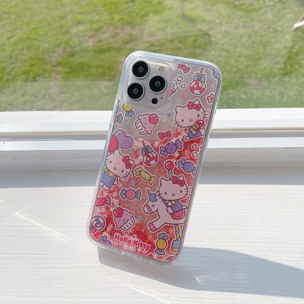Ốp Điện Thoại Họa Tiết Hello Kitty Lấp Lánh Dành Cho IPhone 13Promax 12 11 7Plus X Xs Max XR 7 8