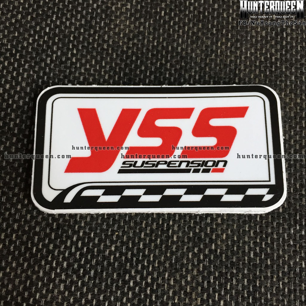 YSS [8x4.3cm] decal cao cấp chống nước, sắc nét, bền màu, dính chặt. Hình dán logo trang trí mọi nơi, in theo yêu cầu