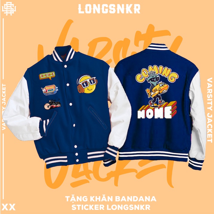 _ Áo khoác Varsity Coming Home họa tiết Longsnkr chất nỉ giữ nhiệt và thoáng - Bomber /Vars