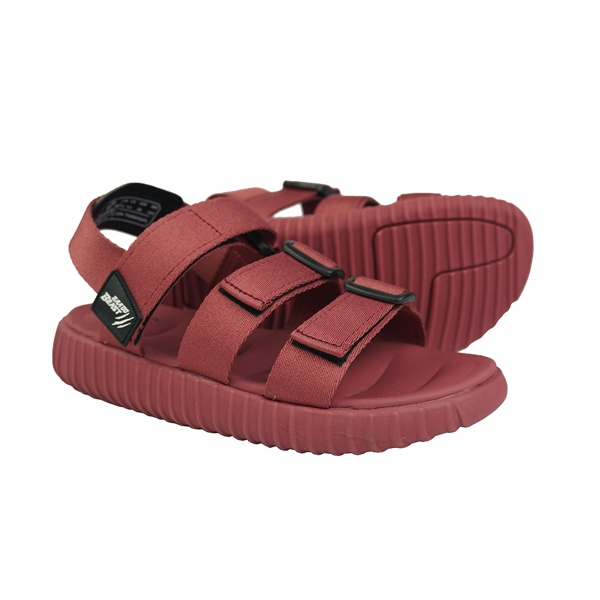 Sandal Saado chính hãng 3 quai BEAST BE04 màu đỏ đô Red Roise, Dép quai hậu nữ đế yezi, quai thắt ngang