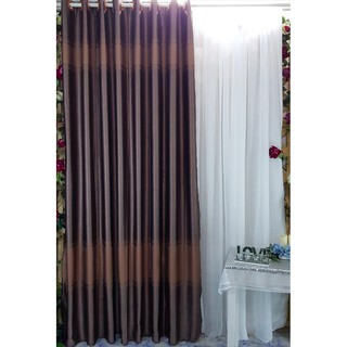 Rèm cửa chống nắng dày, bông chân cách điệu tông màu nâu đất, 190cmx270cm, khoen ore tròn, Ngọc Đức R114