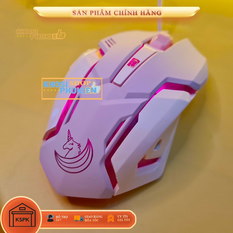 Chuột máy tính màu hồng hình unicorn dùng cho PC – Laptop Siêu cute đáng yêu