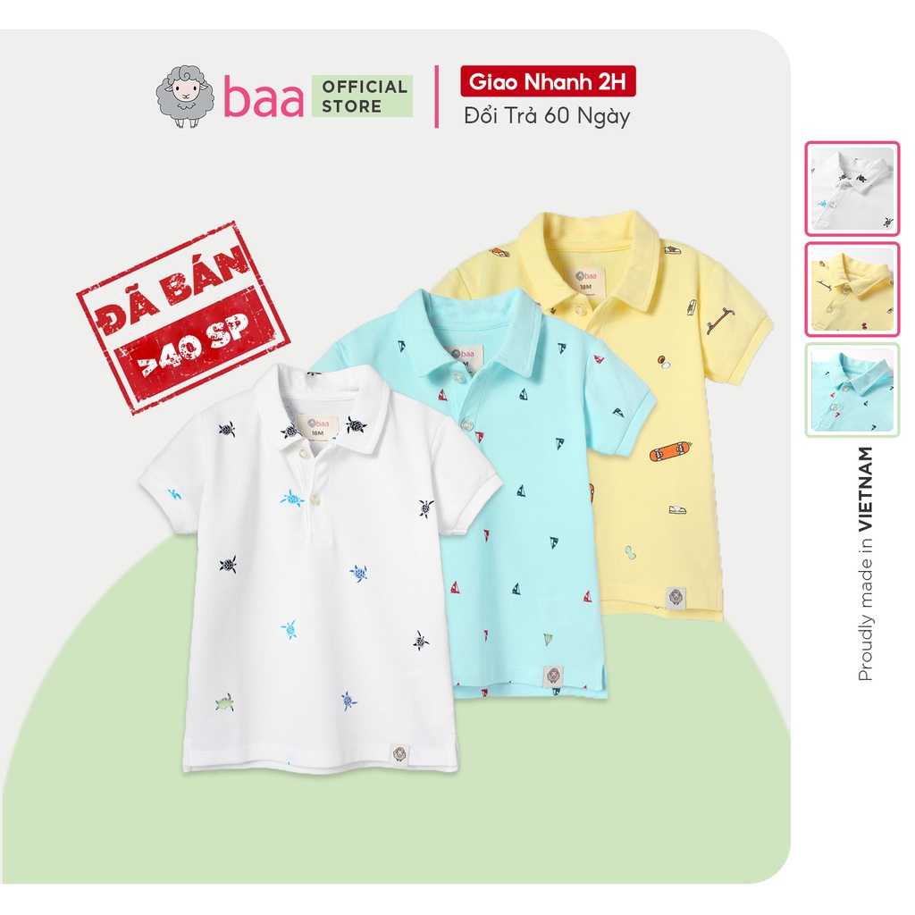 Áo polo cho bé BAA BABY ngắn tay in họa tiết cho bé trai - BT-PL03N-01