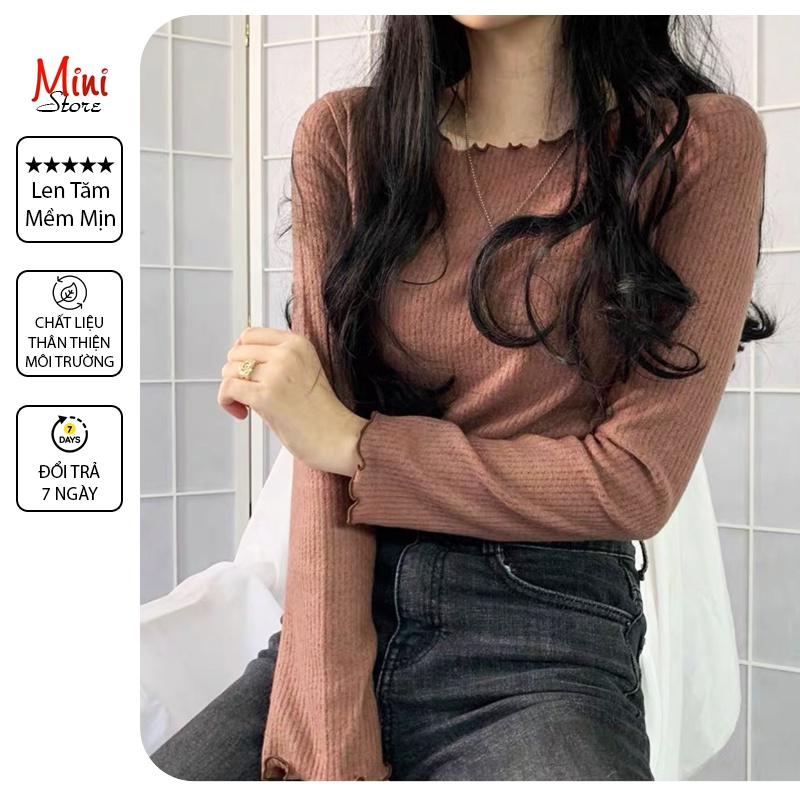 Áo len tăm cổ tròn viền nhún mềm mại - Hót 2022 | BigBuy360 - bigbuy360.vn