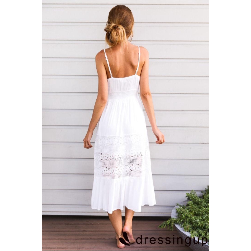 Đầm hai dây phối ren kiểu cổ điển quyến rũ cho nữ