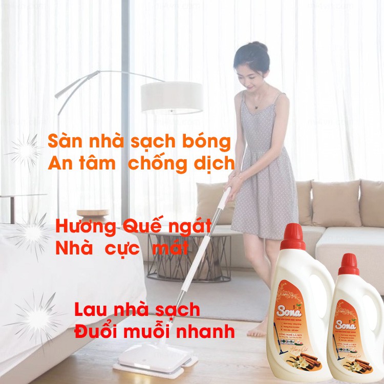 [Mã SRBACK101512 hoàn 20K xu đơn 0Đ] Nước Lau Sàn SoNa 1.25kg Hương Quế