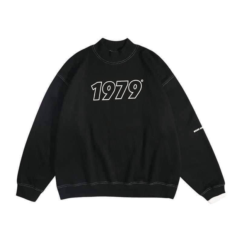 Áo sweater 1979 dài tay trơn unisex dưới 80kg