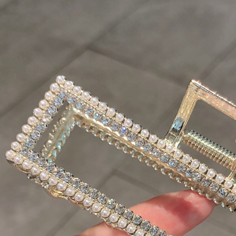 Kẹp Tóc Càng Cua Lớn Bằng Hợp Kim Đính Ngọc Trai Nhân Tạo Chống Trượt