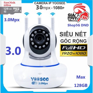Camera IP Wifi Yoosee 3.0Mpx (Xanh) thế hệ mới, 3 râu xoay 360 độ