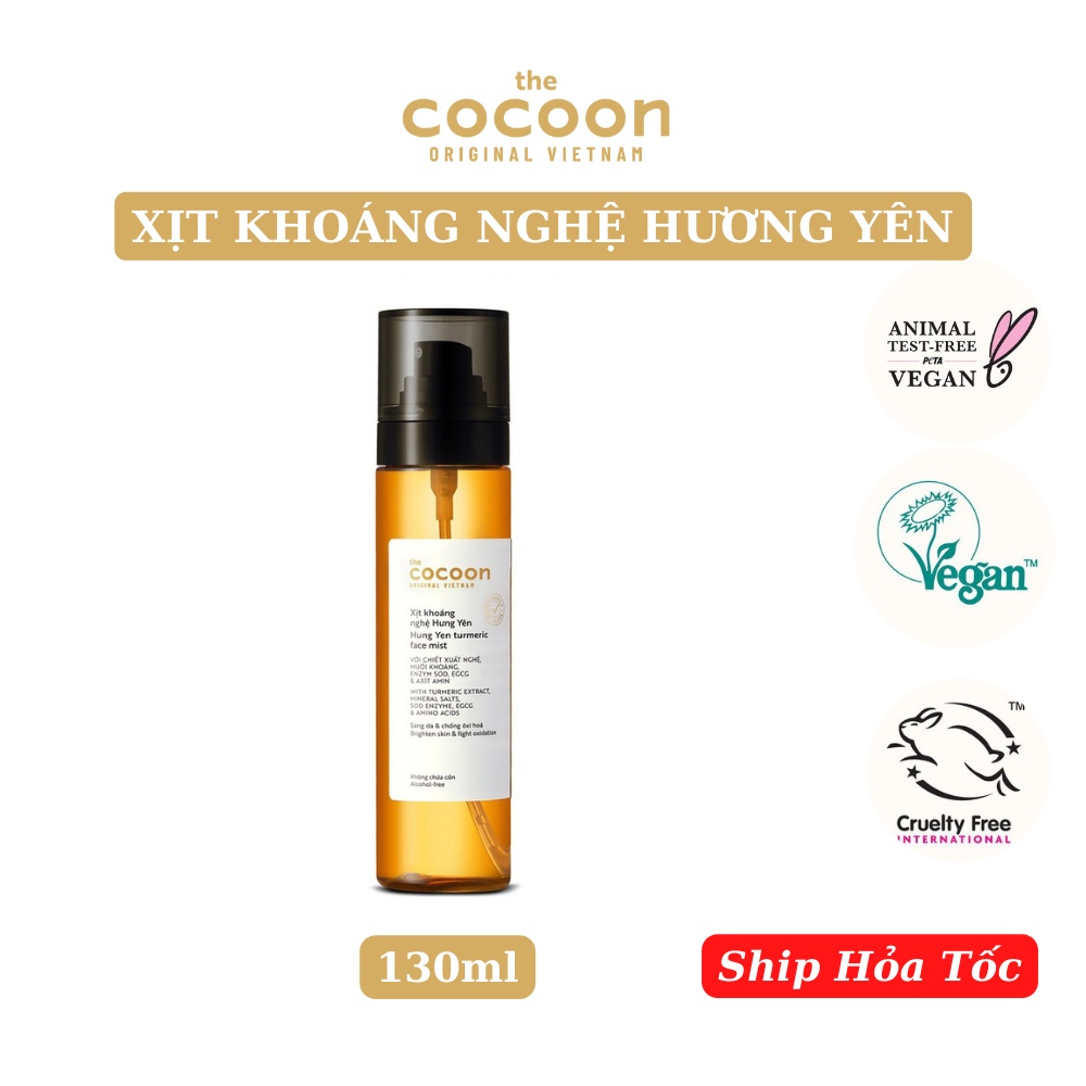 Xịt khoáng nghệ Hưng Yên Cocoon giúp sáng da và ngăn ngừa oxy hóa 130ml