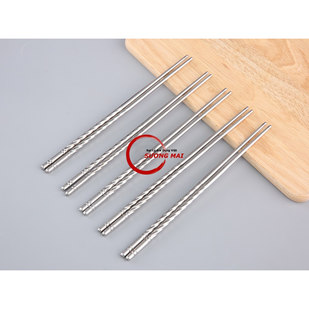 [Giá Sỉ] Bộ 5 Đôi Đũa Inox Xoắn Cao Cấp 304 An Toàn Sức Khỏe