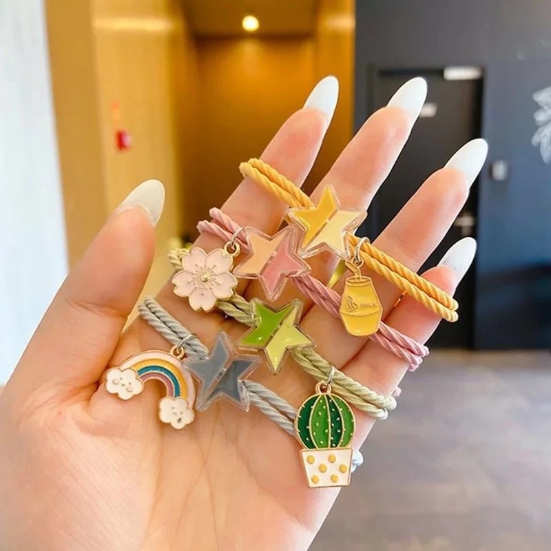 Dây Thun Cột Tóc Mặt Ngôi Sao Đơn Giản Thời Trang Cho Nữ