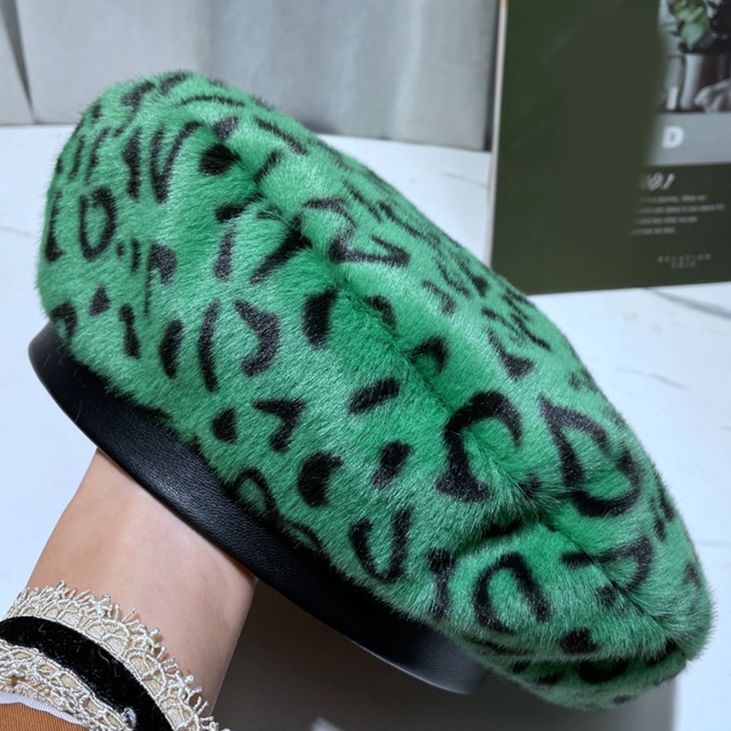 Mũ Beret Vải Lông Họa Tiết Da Báo / Ngựa Vằn Thời Trang Thu Đông