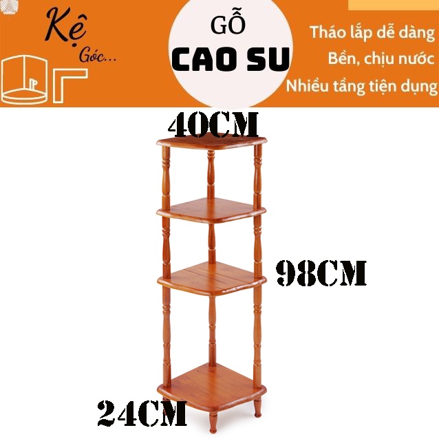 Kệ góc 4 tầng cỡ nhỏ bằng gỗ, kệ gỗ góc tường, kệ gỗ trang trí, kệ gỗ phòng khách (Vàng cánh gián)