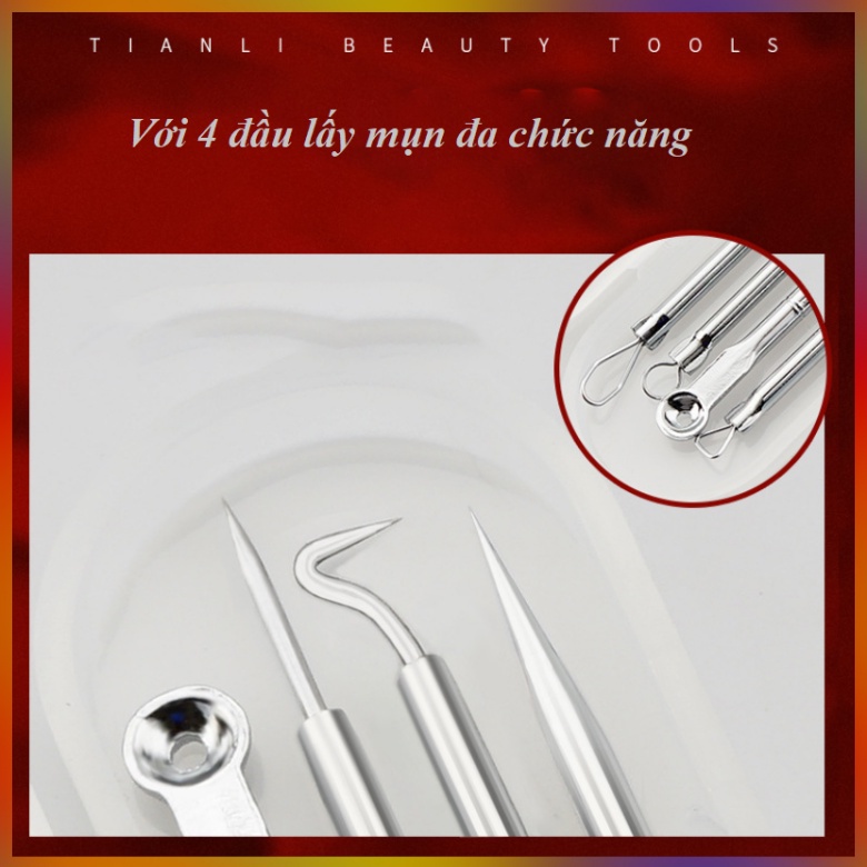 Bộ 4 Cây Lấy Mụn Bằng Inox Chuyên Nghiệp Giúp Lấy Mụn Hiệu Quả An Toàn