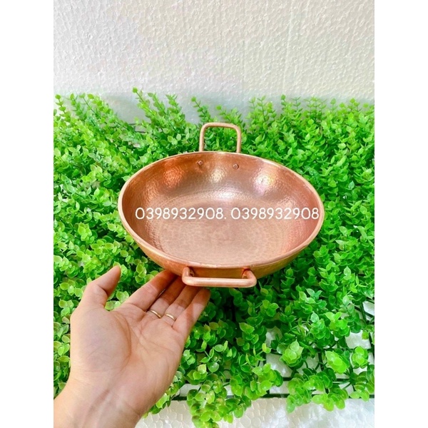 Chảo đồng đỏ 22 x 6 cm  chất liệu bằng đồng đỏ nguyên chất nhà làm  ra