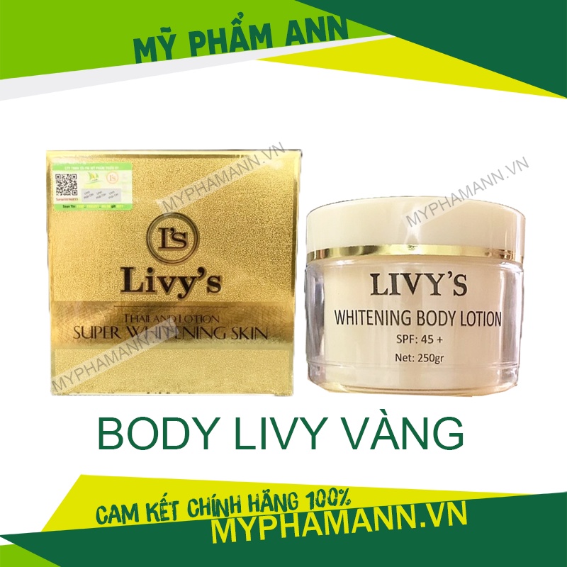 Kem Body Livy's Vàng Chính Hãng Kem Dưỡng Trắng Da Toàn Thân 250gr